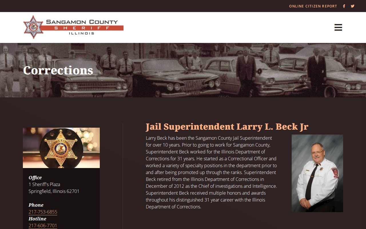Sangamon County Corrections and detention information page