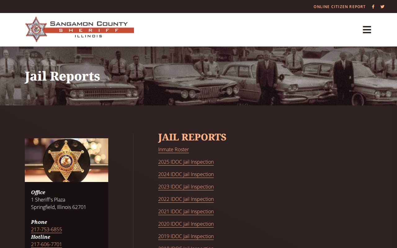 Official Sangamon County jail reports page