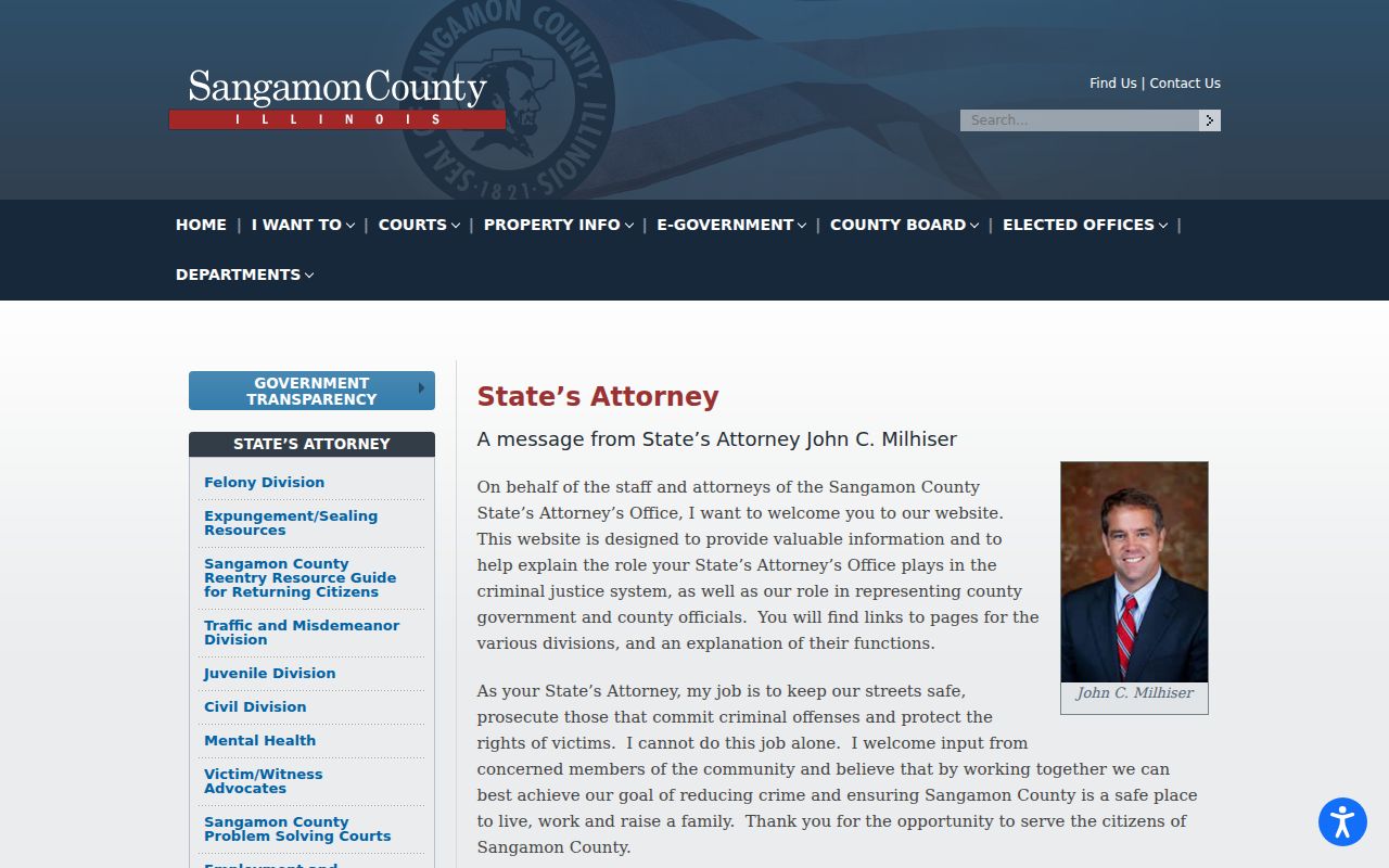 Sangamon County court case lookup State's Attorney office