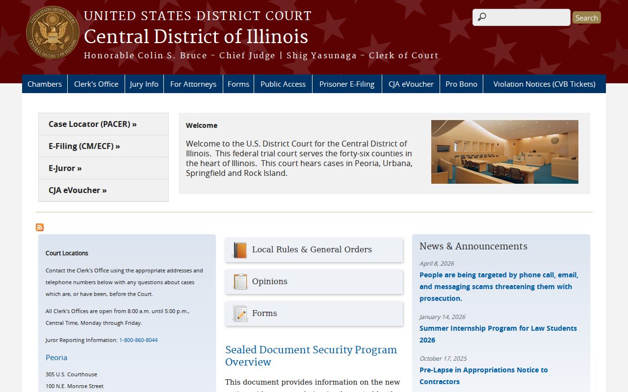 Sangamon County criminal history Central District federal court