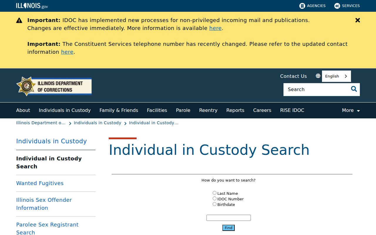 Sangamon County criminal history IDOC custody search