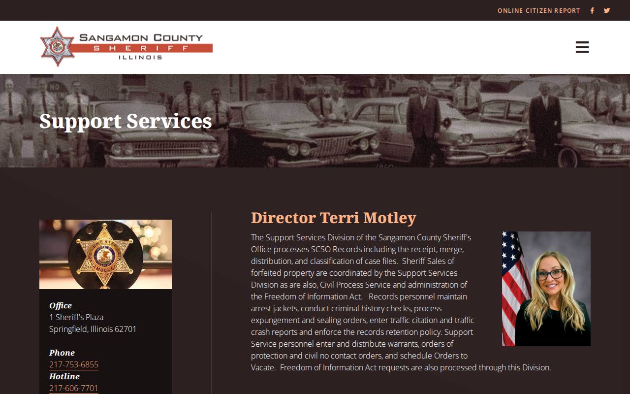 Sangamon County criminal history sheriff records services