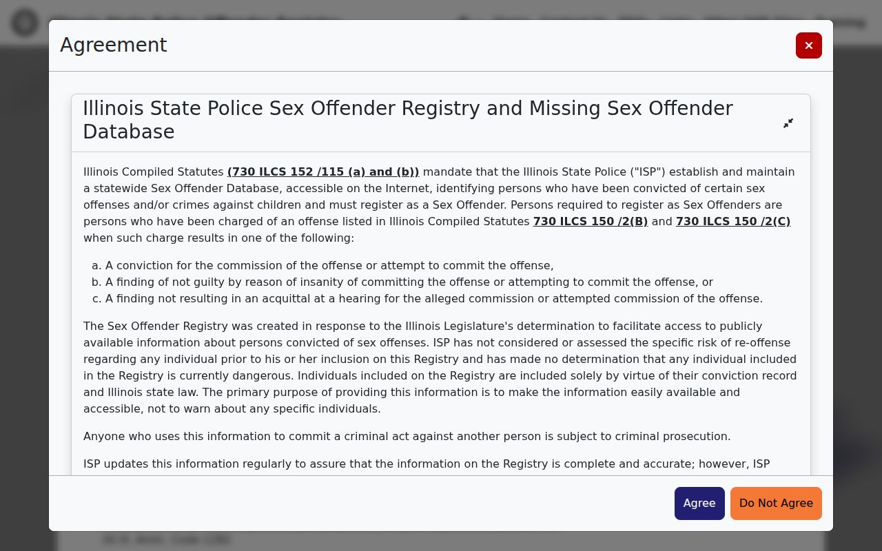 Illinois State Police sex offender registry search