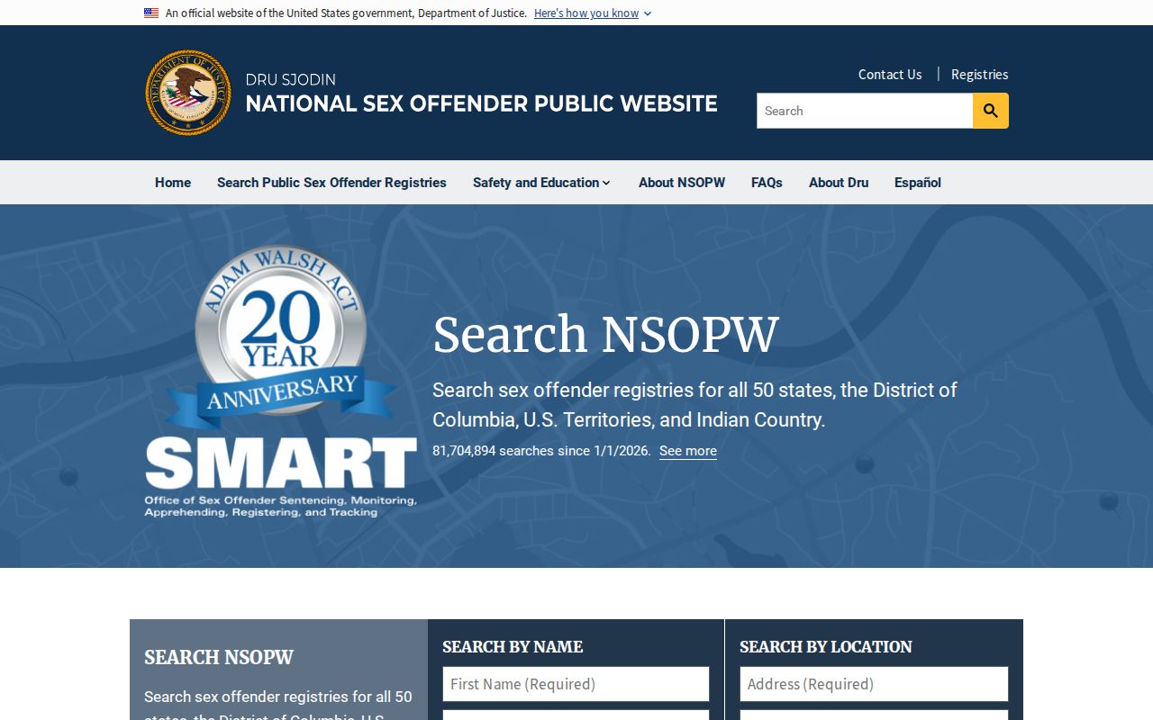 National Sex Offender Public Website search